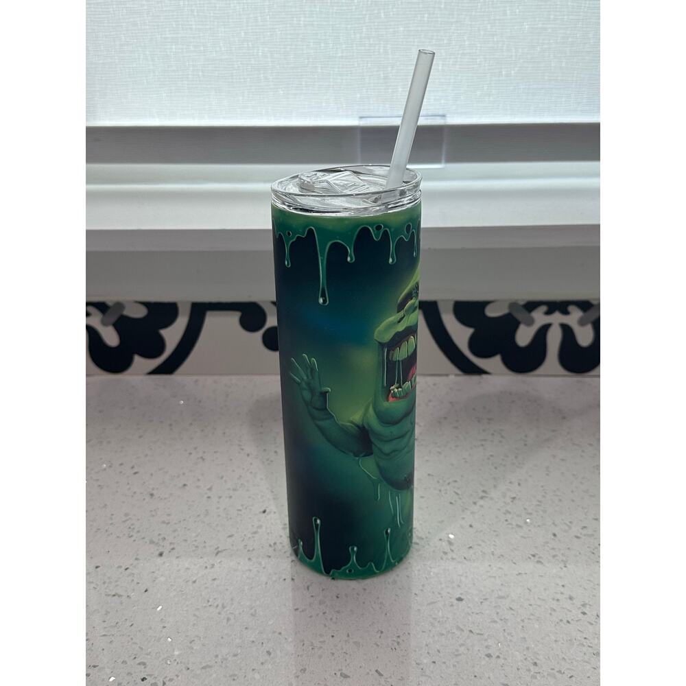 Green Slimer Ghostbusters Glow in Dark Stainless Steel Tumbler HOGG 20 oz - Picture 3 of 4